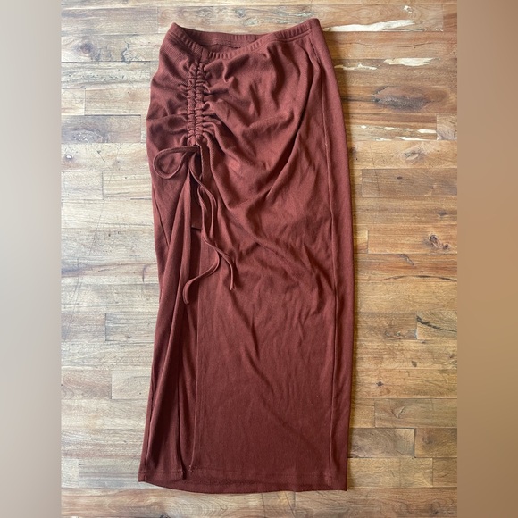 Cider Drawstring Brown Midi Skirt - Picture 7 of 9